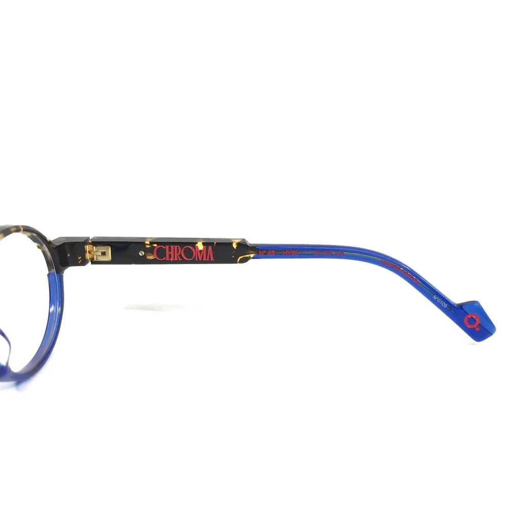 Etnia Barcelona Eyeglasses Frames CHROMA N43 HVBL Havana Blue Oval 48-20-140